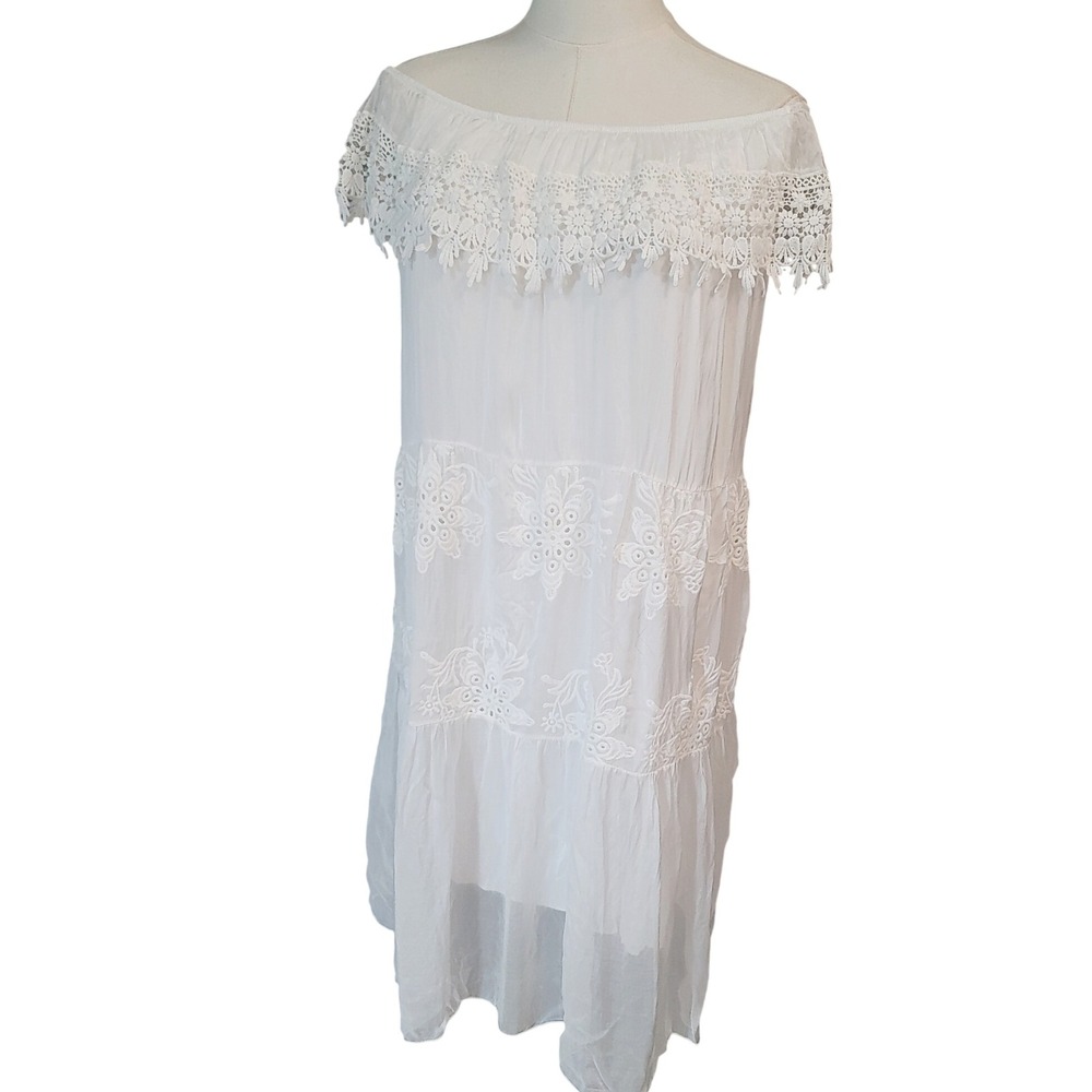 Tempo Paris made in italy The Shoulder Lace Trim Tiered M Silk Viscose